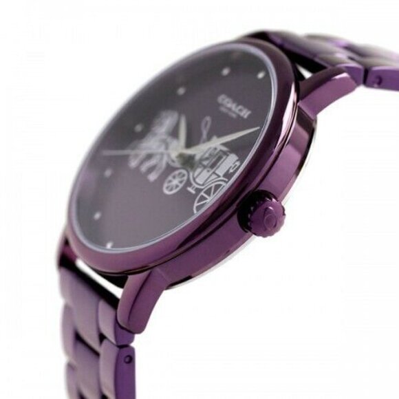 COACH 14502923 PURPLE DIAL/BAND GRAND COLLECTION 36 MM WOMENS BRACELET WATCH - Picture 2 of 5